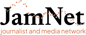 JamNet Logo Jam Net Logo black writing with orange dots